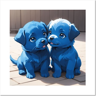 Cute blue puppies Posters and Art